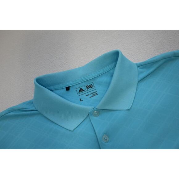 Adidas Golf Polo ClimaLite Blue Short Sleeve Athletic Golf Shirt Mens Sz Large - Picture 7 of 8